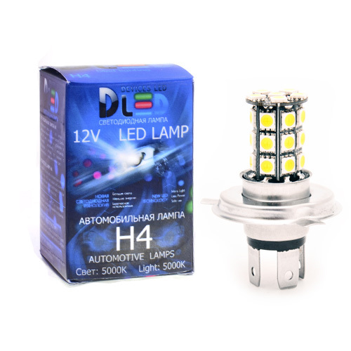 фото Светодиодная автомобильная лампа h4 - 27 smd 5050 black (1 лампа в упаковке) dled