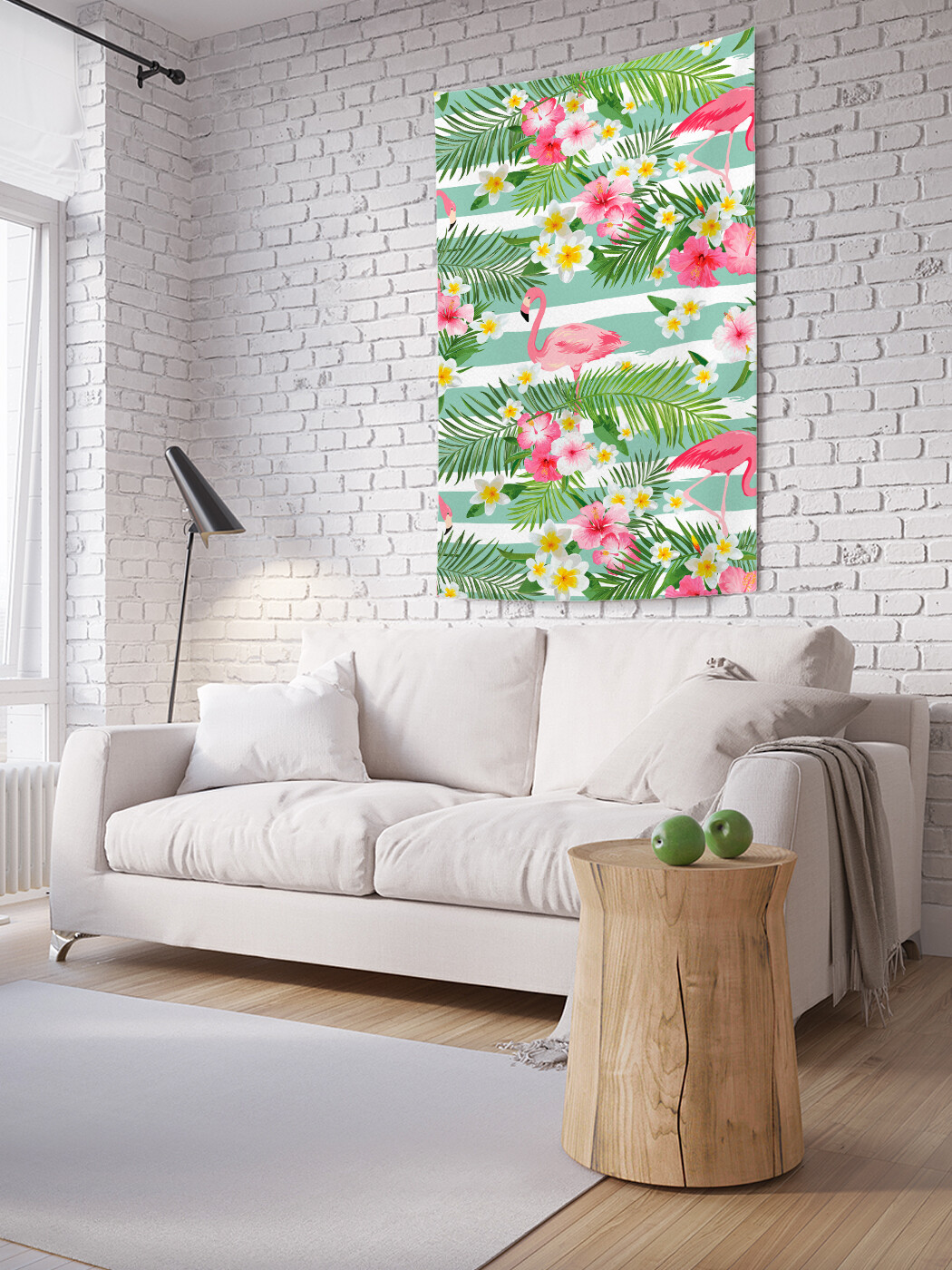 

Вертикальное фотопанно JoyArty Фламинго с цветами, из ткани, 100х150 см
