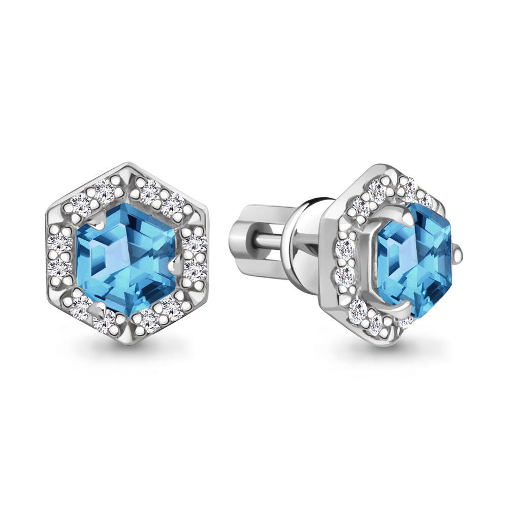 

Серьги из серебра с фианитом Aquamarine Aquamarine 4775393А_925_р, 4775393А_925_р