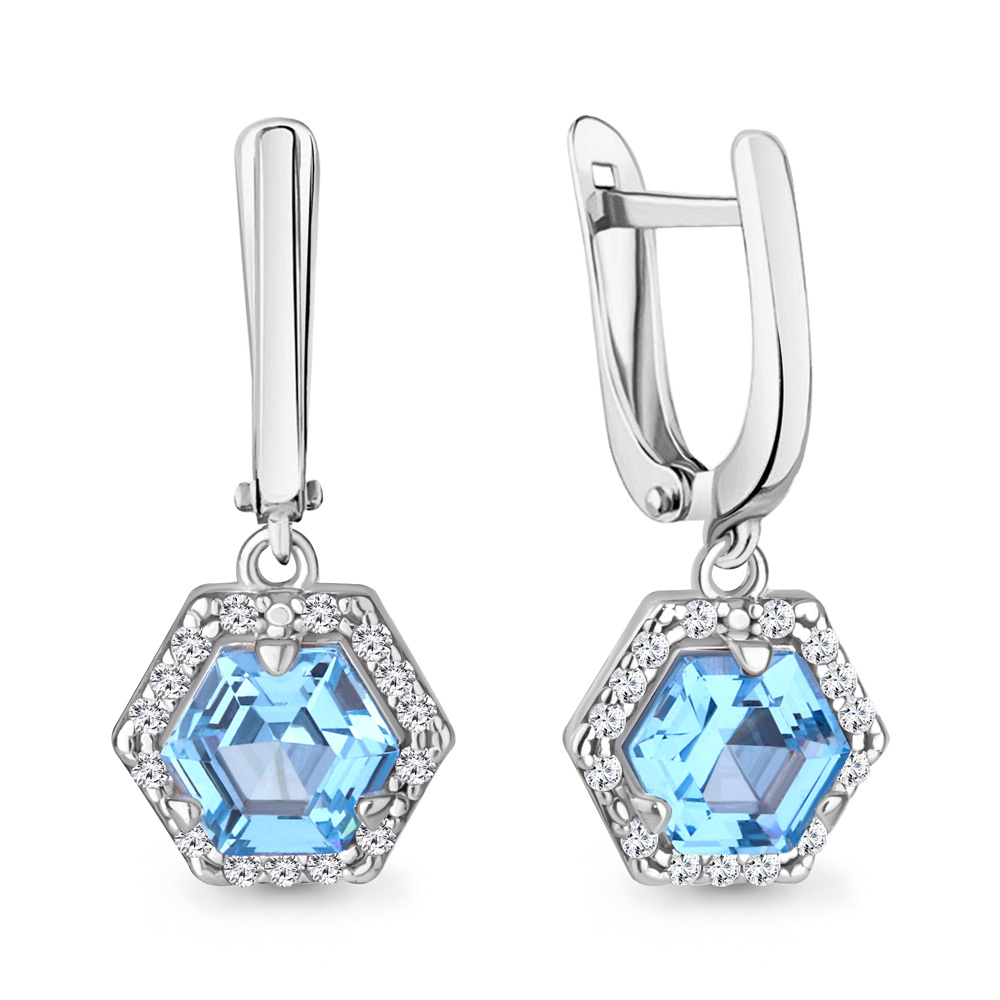 

Серьги из серебра с фианитом Aquamarine Aquamarine 4775292А_925_р, 4775292А_925_р