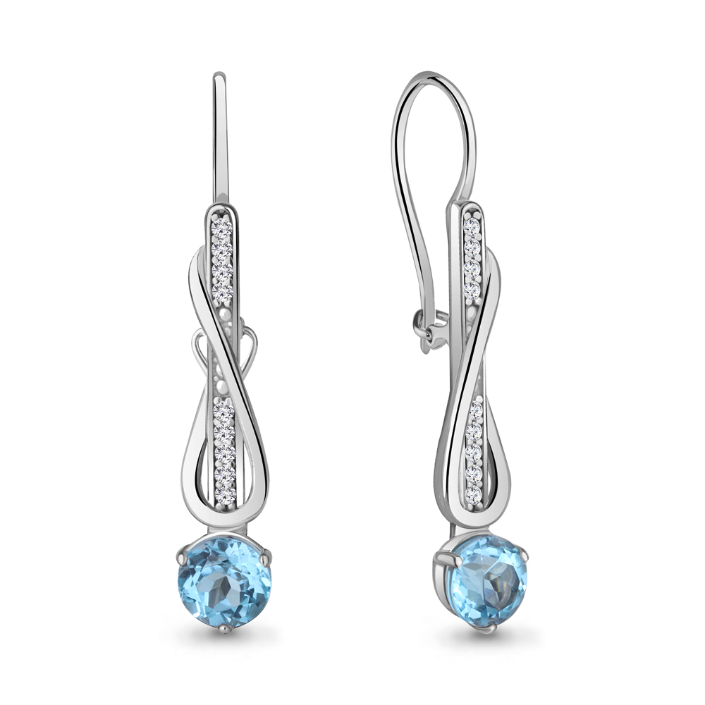 

Серьги из серебра с топазом\фианитом Aquamarine Aquamarine 4774305А_925_р, 4774305А_925_р