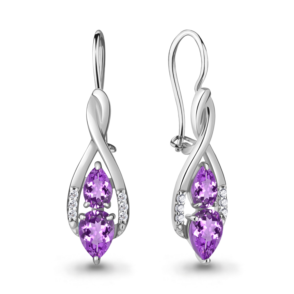 

Серьги из серебра с аметистом Aquamarine Aquamarine 4774204А_925_р, 4774204А_925_р