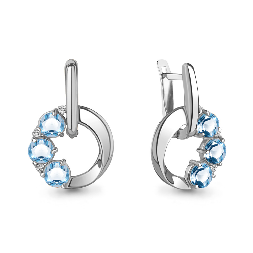 

Серьги из серебра с топазом\фианитом Aquamarine Aquamarine 4774105А_925_р, 4774105А_925_р