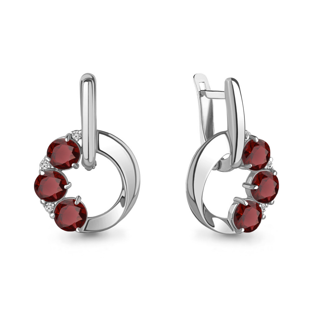 

Серьги из серебра с гранатом Aquamarine Aquamarine 4774103А_925_р, 4774103А_925_р
