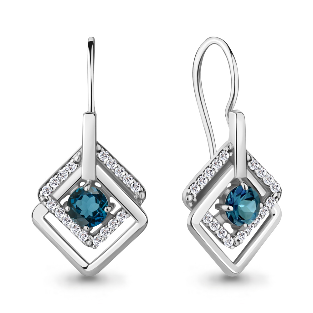 

Серьги из серебра с топазом\фианитом Aquamarine Aquamarine 4773908А_925_р, 4773908А_925_р