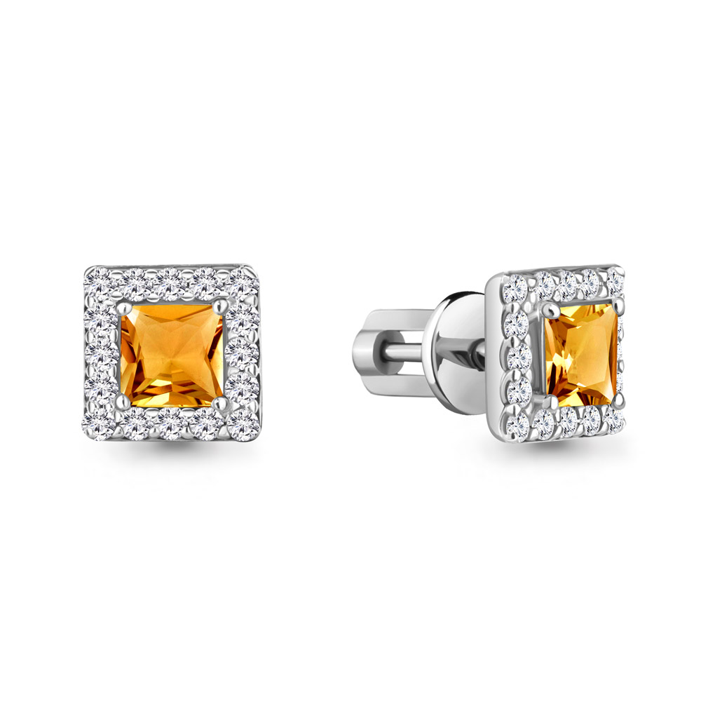 

Серьги из серебра с цитрином\фианитом Aquamarine Aquamarine 4773606А_925_р, 4773606А_925_р