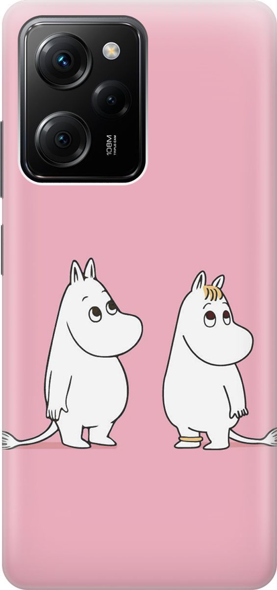 

Чехол на Xiaomi Poco X5 Pro 5G с принтом "Муми-тролли на розовом", Белый;розовый, 158250