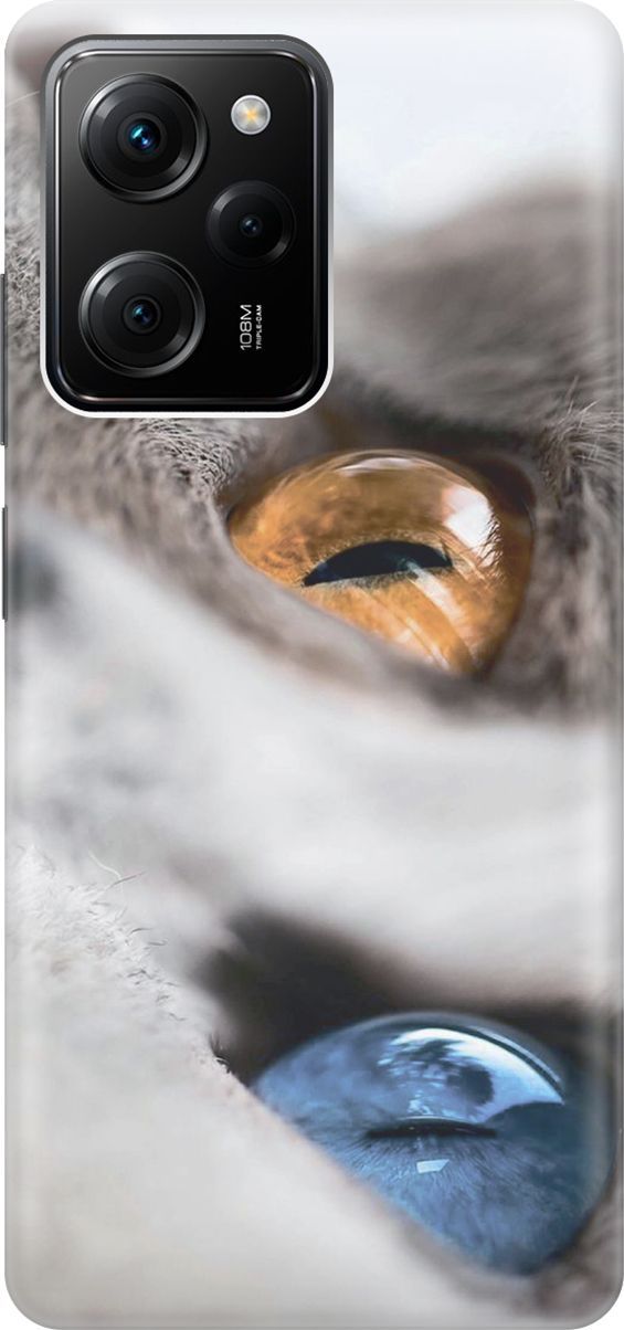 

Чехол на Poco X5 Pro 5G "Кот с разноцветными глазами", Голубой;серый, 158253