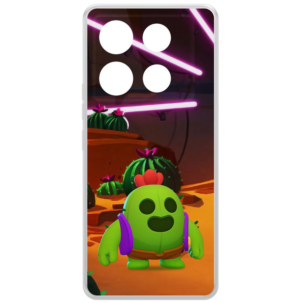 

Чехол-накладка Krutoff Clear Case Brawl Stars-Спайк для INFINIX Note 40 Pro 5G, Прозрачный