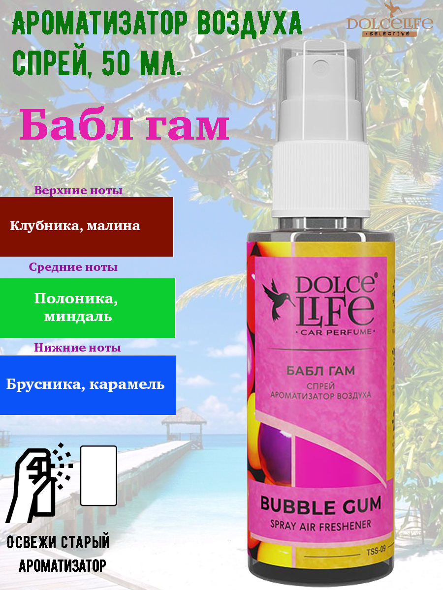 Ароматизатор Tensy DolceLife Бабл Гам, спрей с пробником