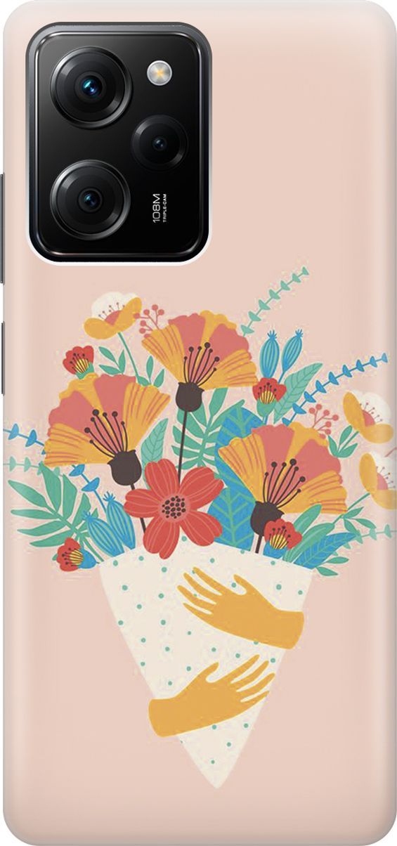 

Чехол на Xiaomi Poco X5 Pro 5G с принтом "Букет на розовом", Красный;розовый, 158255