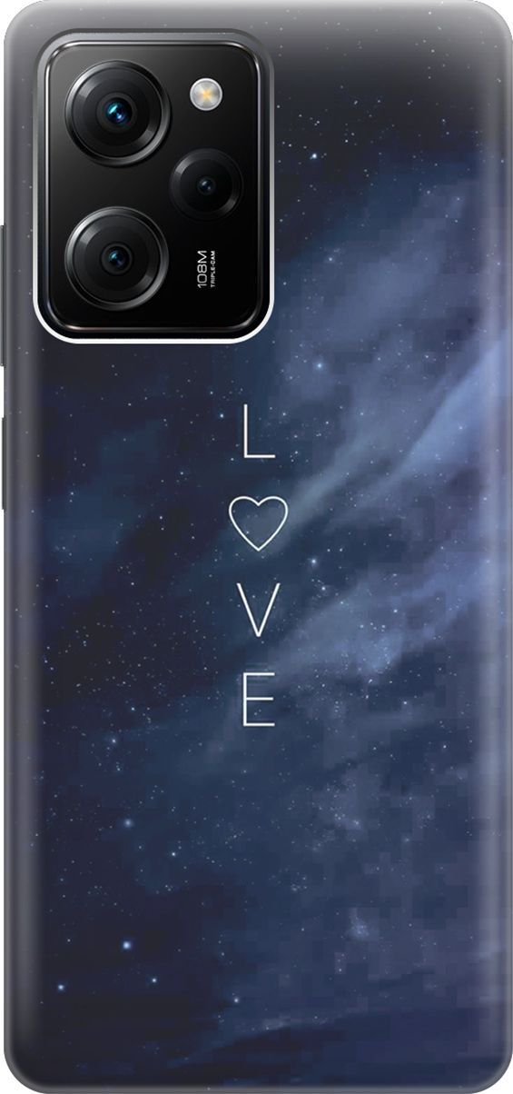 

Чехол на Poco X5 Pro 5G "Ночное небо и любовь", Синий;черный, 158247