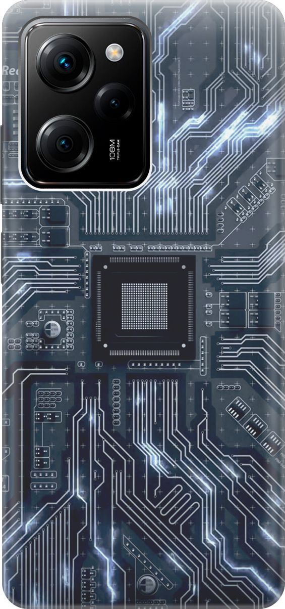 

Чехол на Xiaomi Poco X5 Pro 5G с принтом "Синяя микросхема", Белый;серый, 158257