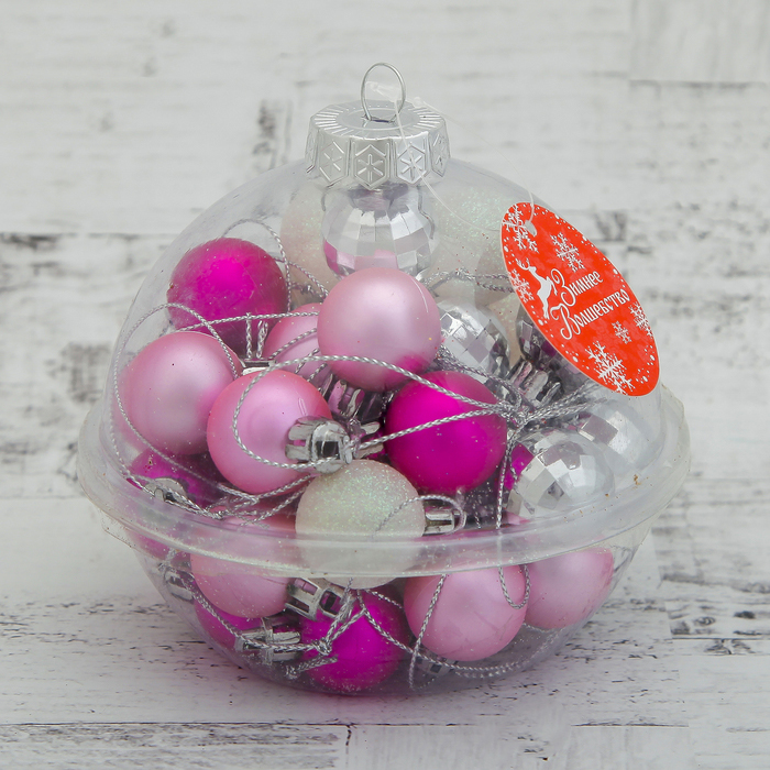 фото Набор елочных шаров зимнее волшебство малышки в шарике, d 2,5 см, 40 шт, бело-розовый