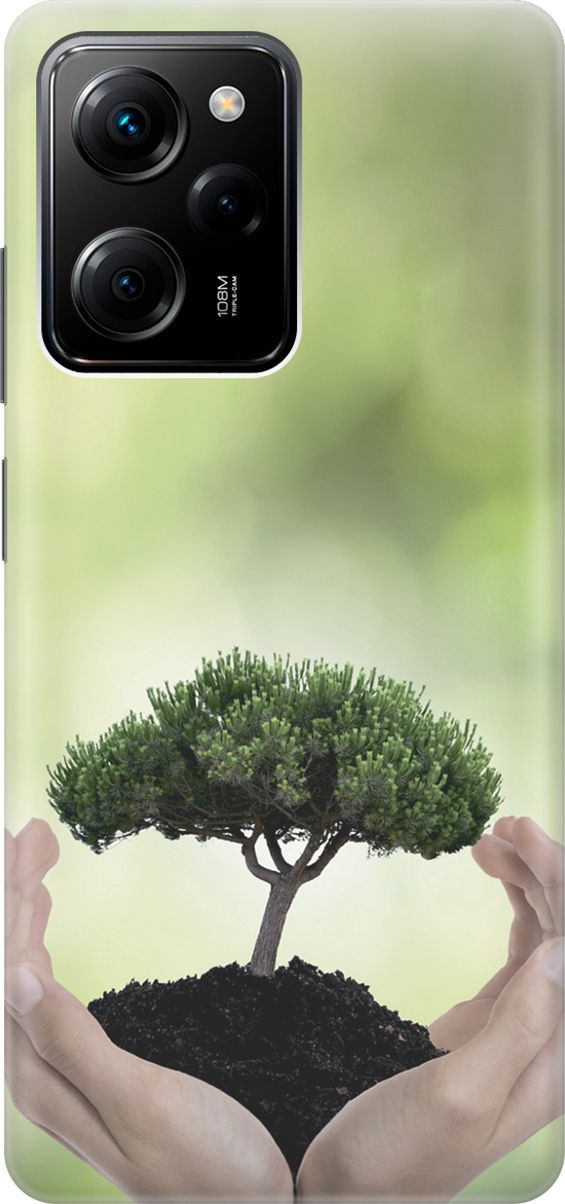 

Чехол на Xiaomi Poco X5 Pro 5G с принтом "Оберегайте природу", Бежевый;зеленый, 158254