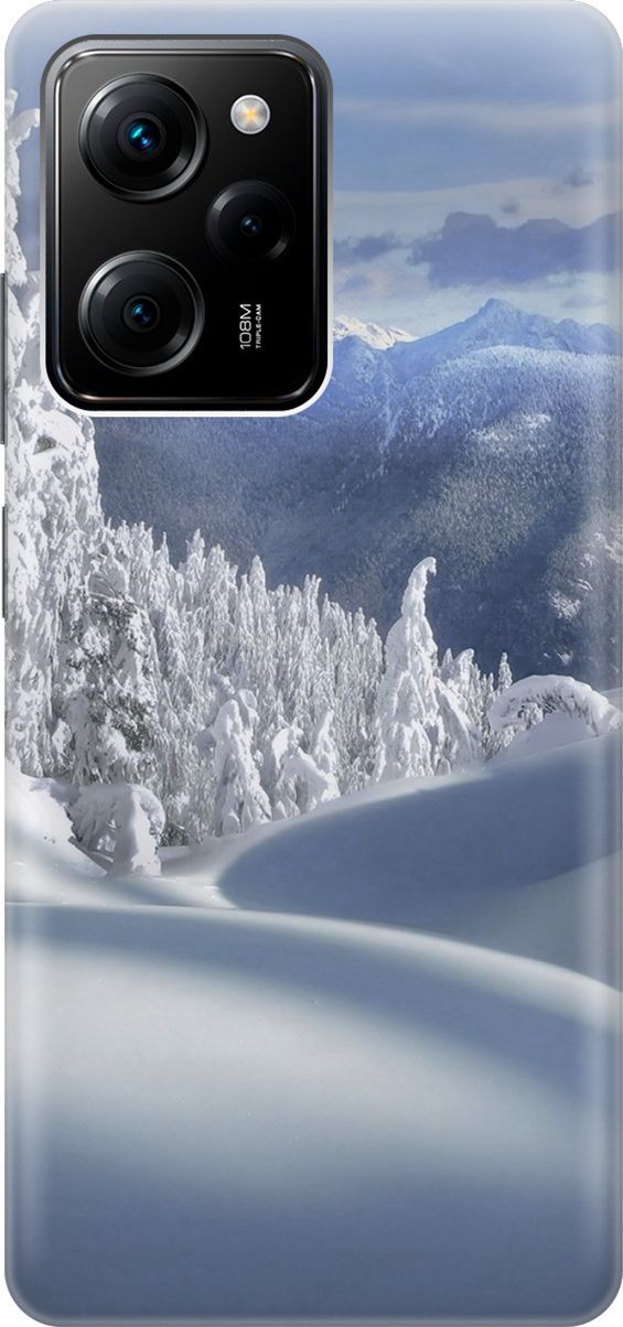 

Чехол на Xiaomi Poco X5 Pro 5G с принтом "Заснеженный лес и горы", Белый;голубой, 158249