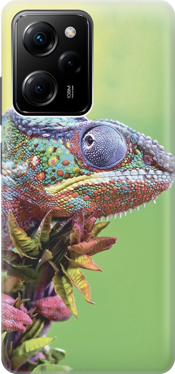 

Чехол на Poco X5 Pro 5G "Разноцветный хамелеон", Желтый;зеленый, 158251