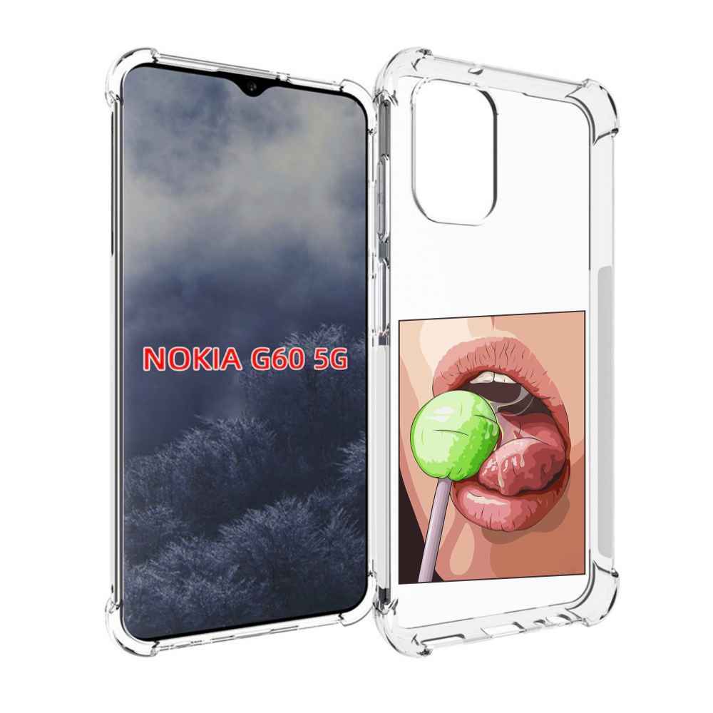 

Чехол MyPads зеленый-чупа-чупс женский для Nokia G60 5G, Прозрачный, Tocco