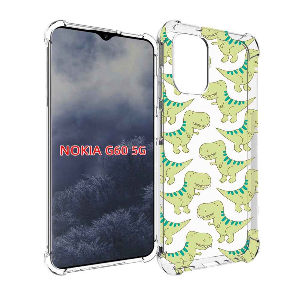 

Чехол MyPads зеленые-динозаврики для Nokia G60 5G, Прозрачный, Tocco