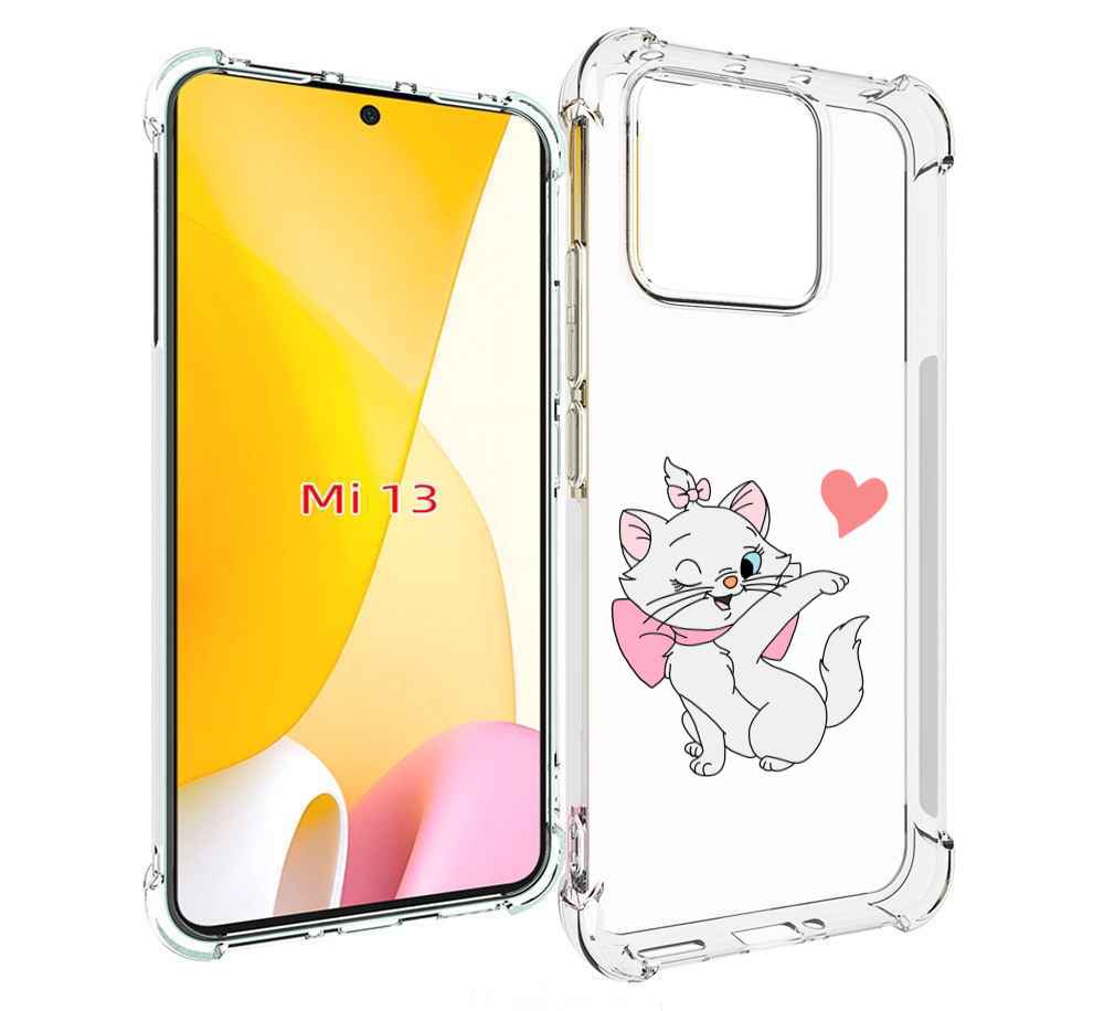 

Чехол MyPads белая-кошечка-с-сердечком женский для Xiaomi 13, Прозрачный, Tocco