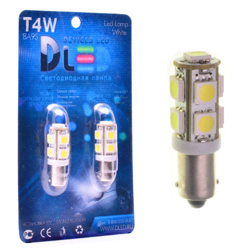 

Светодиодная автомобильная лампа T4W - 9 SMD 5050 (Комплект 2 лампы.), T4W - 9 SMD 5050