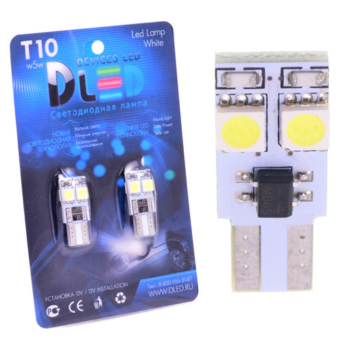 

Светодиодная автомобильная лампа T10 - W5W - 4 SMD 5050 ( с обманкой) (Комплект 2 лампы.), T10 - W5W - 4 SMD 5050 ( с обманкой)