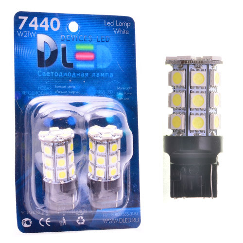 Светодиодная автомобильная лампа W21W-T20-7440-W3x16d-18 SMD 5050 (Комплект 2 лампы.)