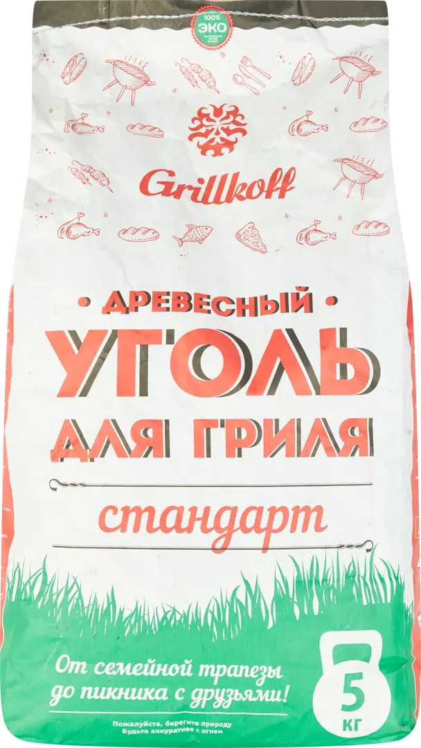 Уголь древесный берёзовый Grillkoff, 5 кг.