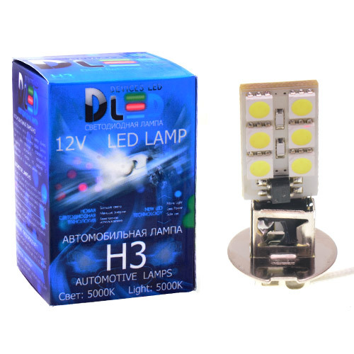 фото Светодиодная автомобильная лампа h3 - 12 smd 5050 (1 лампа в упаковке) dled