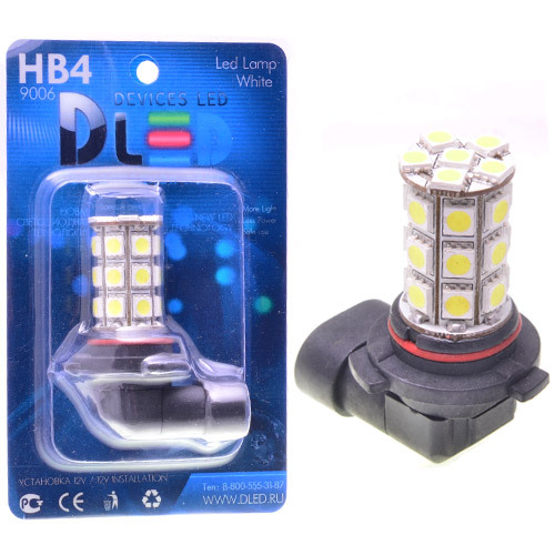 Светодиодная автомобильная лампа HB4 9006 - 27 SMD 5050 (1 лампа в упаковке)