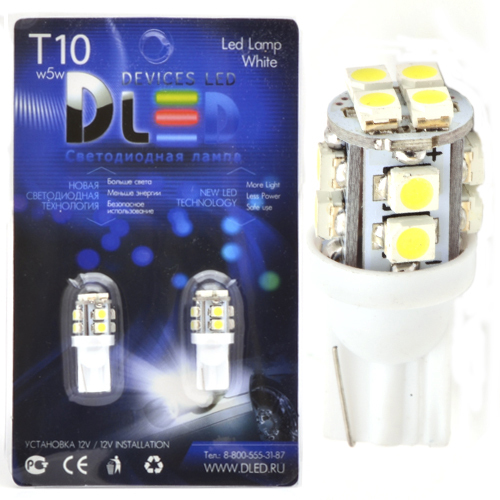 

Светодиодная автомобильная лампа T10 - W5W - 12 SMD 3528 (Комплект 2 лампы.), T10 - W5W - 12 SMD 3528