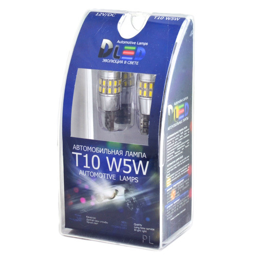 

Светодиодная автомобильная лампа DLed T10-W5W-30 SMD 3014 с обманкой Комплект 2 лампы., DLed T10 - W5W - 30 SMD 3014 (с обманкой)