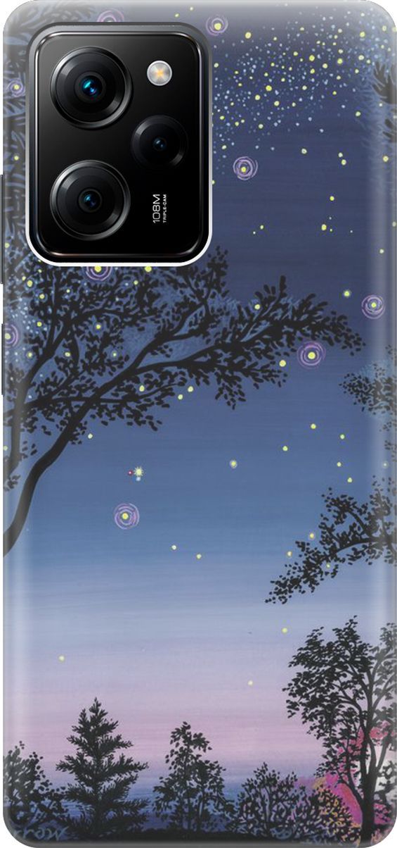 

Чехол на Poco X5 Pro 5G "Деревья и звезды", Синий;голубой, 158254