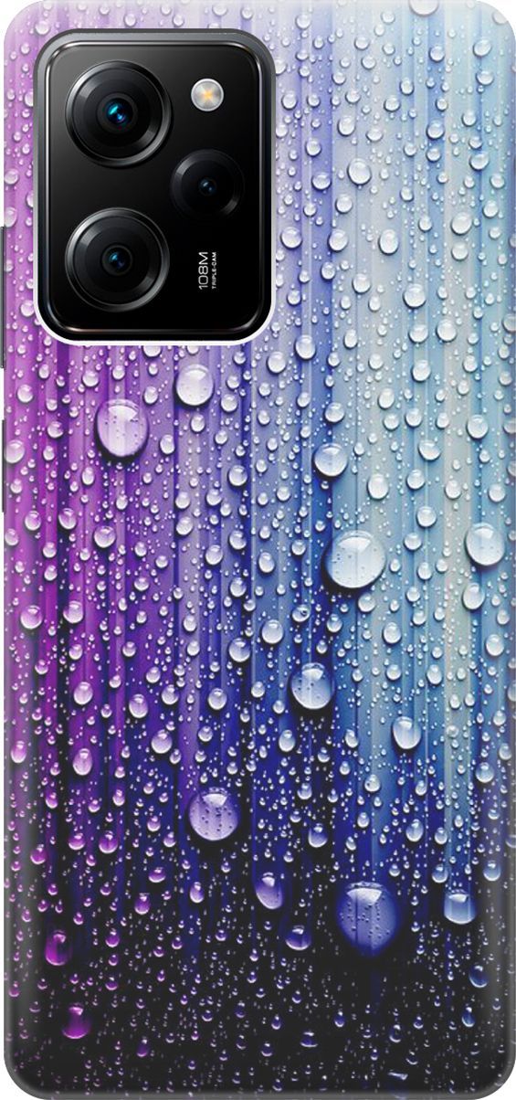 

Чехол на Poco X5 Pro 5G "Капли на голубом", Голубой;фиолетовый, 158244