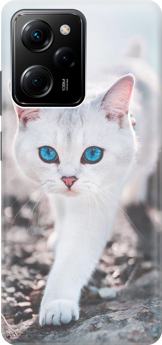 

Чехол на Xiaomi Poco X5 Pro 5G с принтом "Голубоглазый кот", Белый;серый, 158251