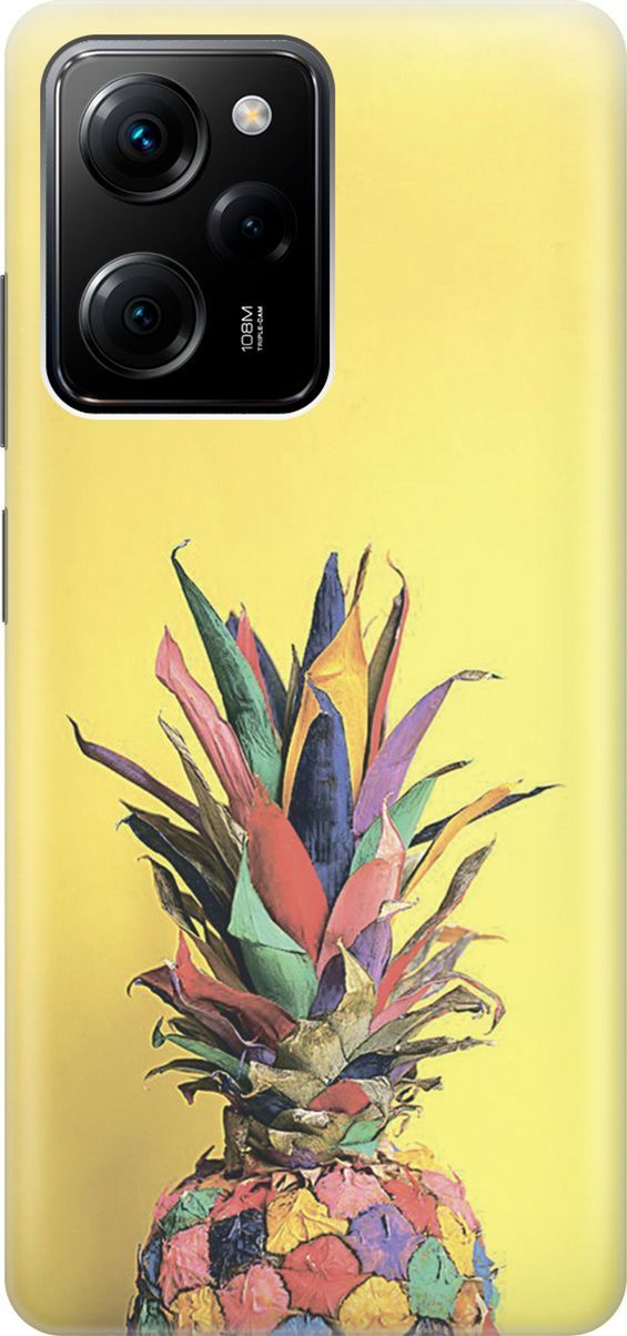 

Чехол на Xiaomi Poco X5 Pro 5G с принтом "Ананас на желтом", Желтый;синий, 158246