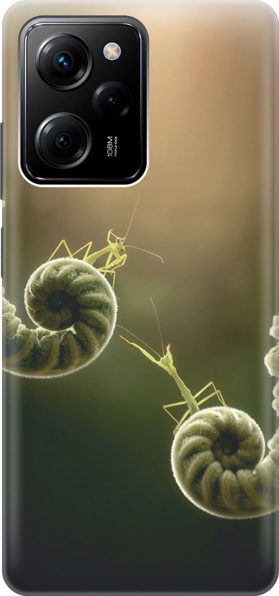 

Чехол на Xiaomi Poco X5 Pro 5G с принтом "Пара богомолов", Бежевый;зеленый, 158251