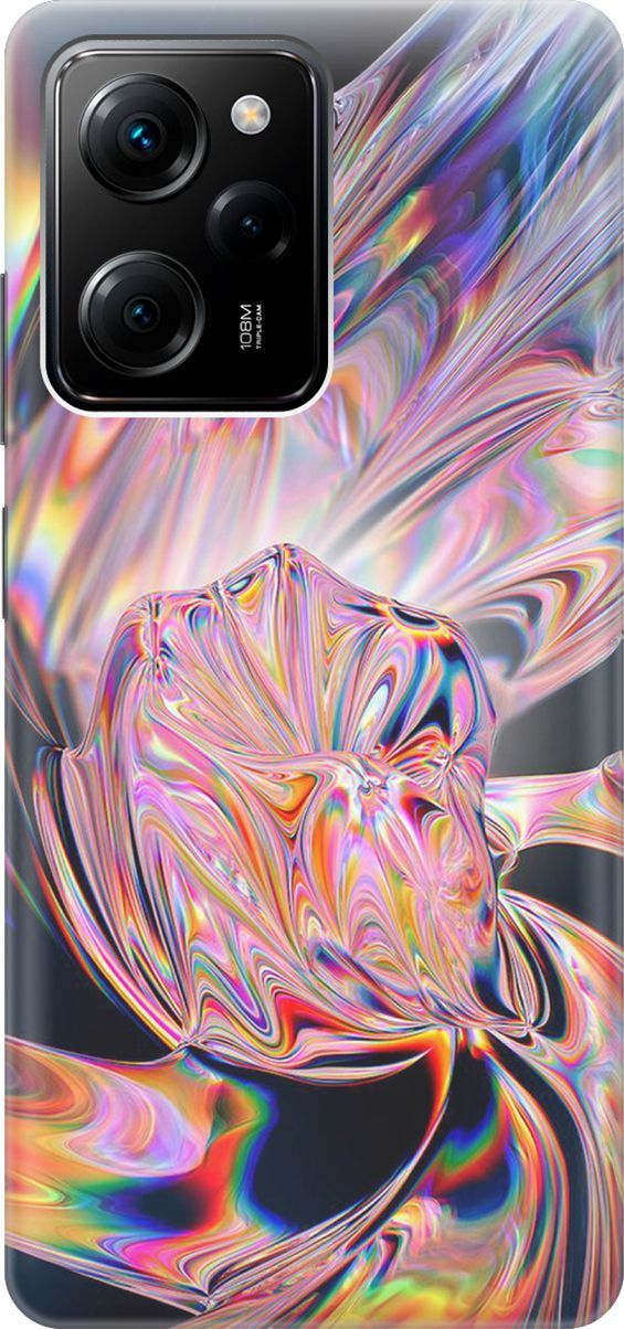 

Чехол на Poco X5 Pro 5G "Стеклянная абстракция", Розовый;черный, 158244