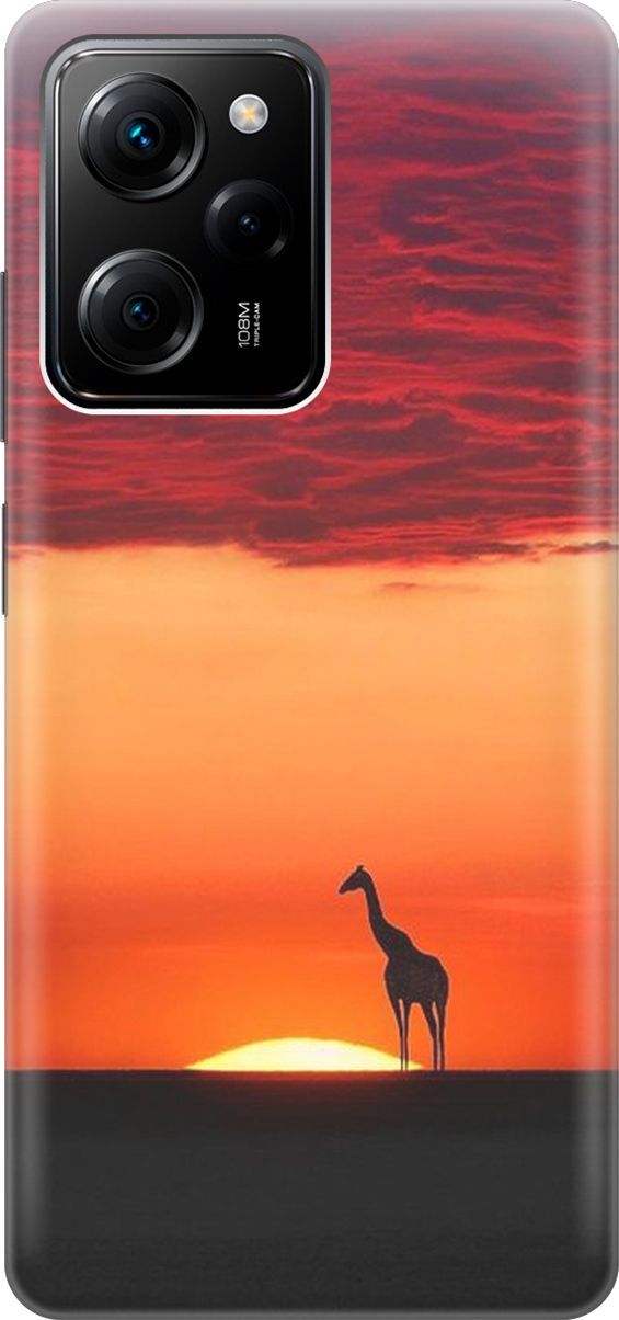 

Чехол на Xiaomi Poco X5 Pro 5G с принтом "Закатный жираф", Оранжевый;розовый, 158251
