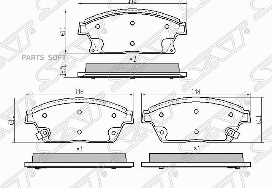 

Колодки тормозные перед CHEVROLET CRUZE /AVEO 09-/OPEL ASTRA J 10- (диски 3 SAT ST13301234