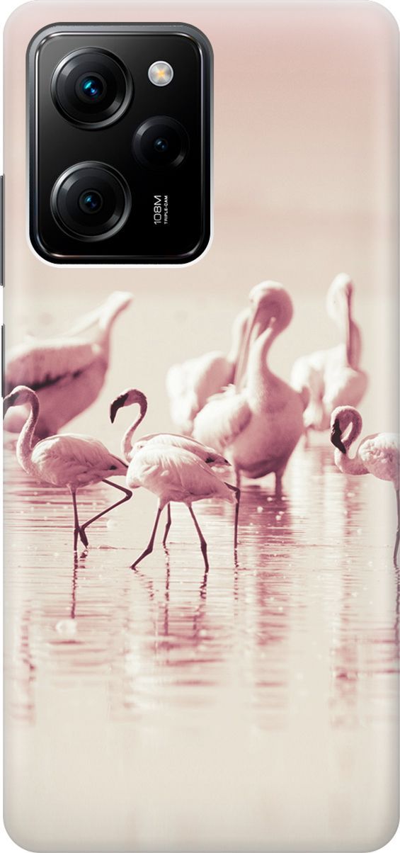 

Чехол на Poco X5 Pro 5G "Розовые фламинго", Белый;розовый, 158251