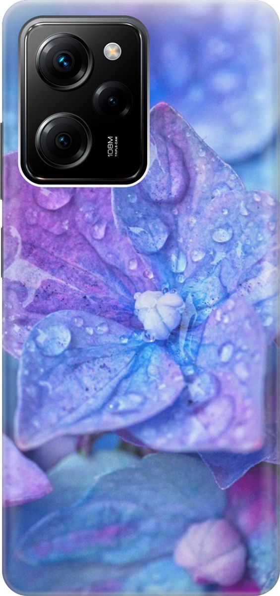 

Чехол на Poco X5 Pro 5G "Голубой цветочек", Голубой;фиолетовый, 158252