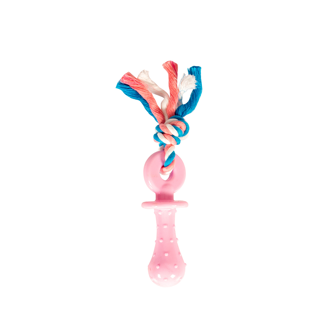 Игрушка для собак резиновая, верёвочная DUVO+ Puppy, розовая, 18см
