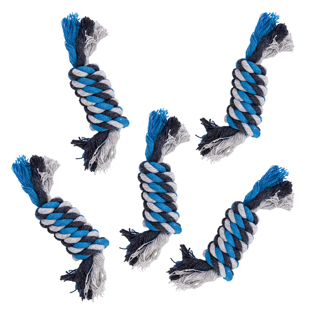 Игрушка для собак веревочная с усиленным центром DUVO+, голубая, 13см, 5шт