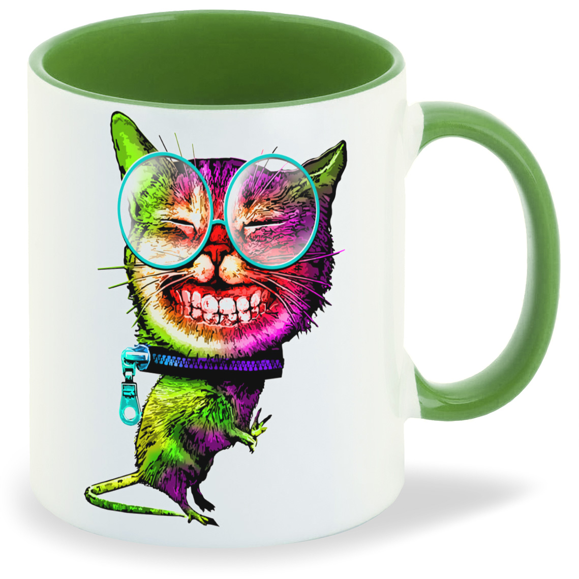 

Кружка CoolPodarok Кот щерится очки замок на шее, Кот щерится очки замок на шее