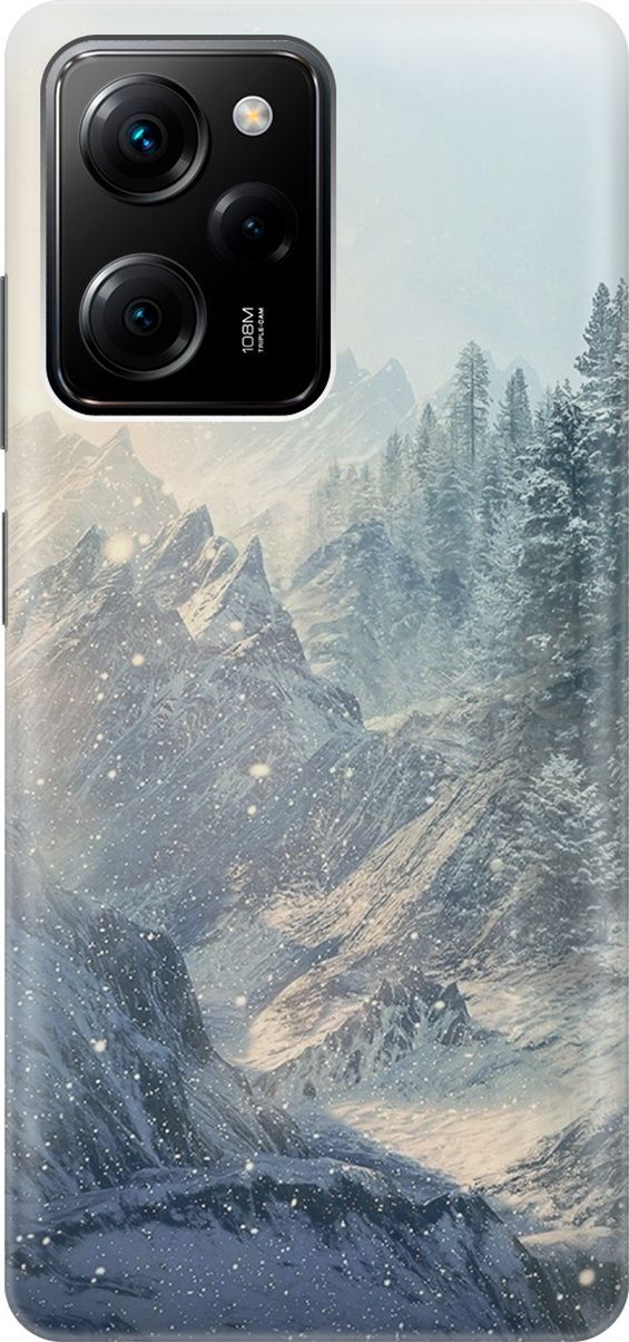 

Чехол на Xiaomi Poco X5 Pro 5G с принтом "Снежные горы и лес", Белый;голубой, 158249