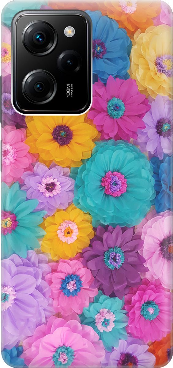 

Чехол на Poco X5 Pro 5G "Бумажные цветы", Желтый;зеленый, 158252