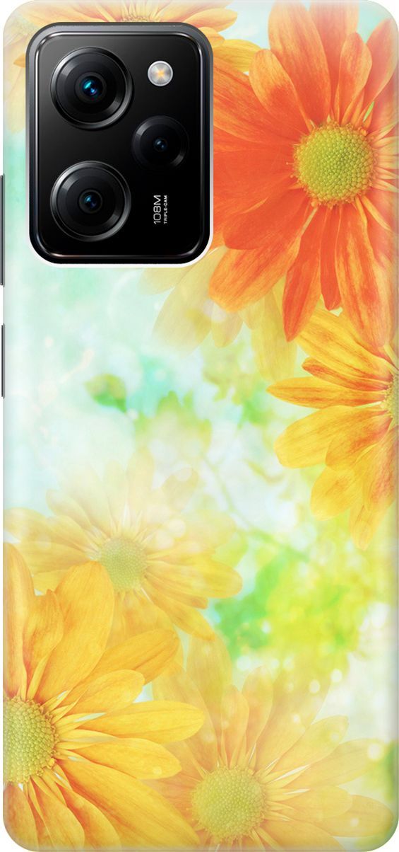 

Чехол на Poco X5 Pro 5G "Оранжевые цветы", Желтый;зеленый, 158252