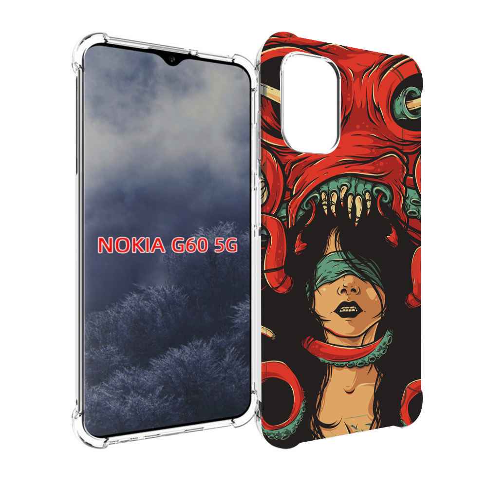 

Чехол MyPads девушку-съедает-осьминог для Nokia G60 5G, Прозрачный, Tocco