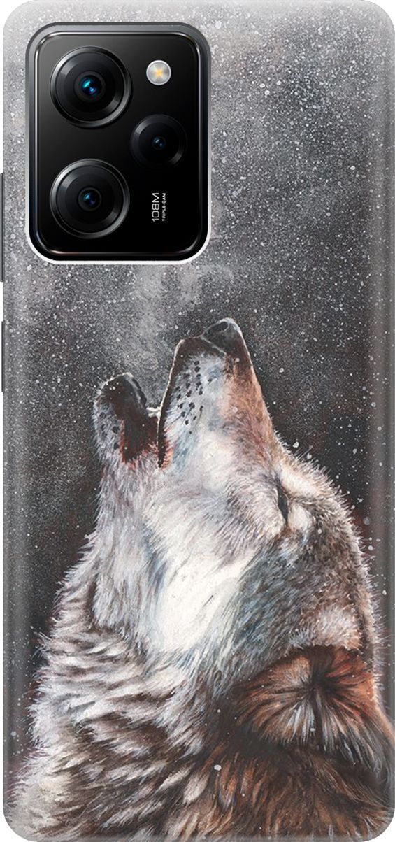 

Чехол на Poco X5 Pro 5G "Морозный волк", Белый;серый, 158251